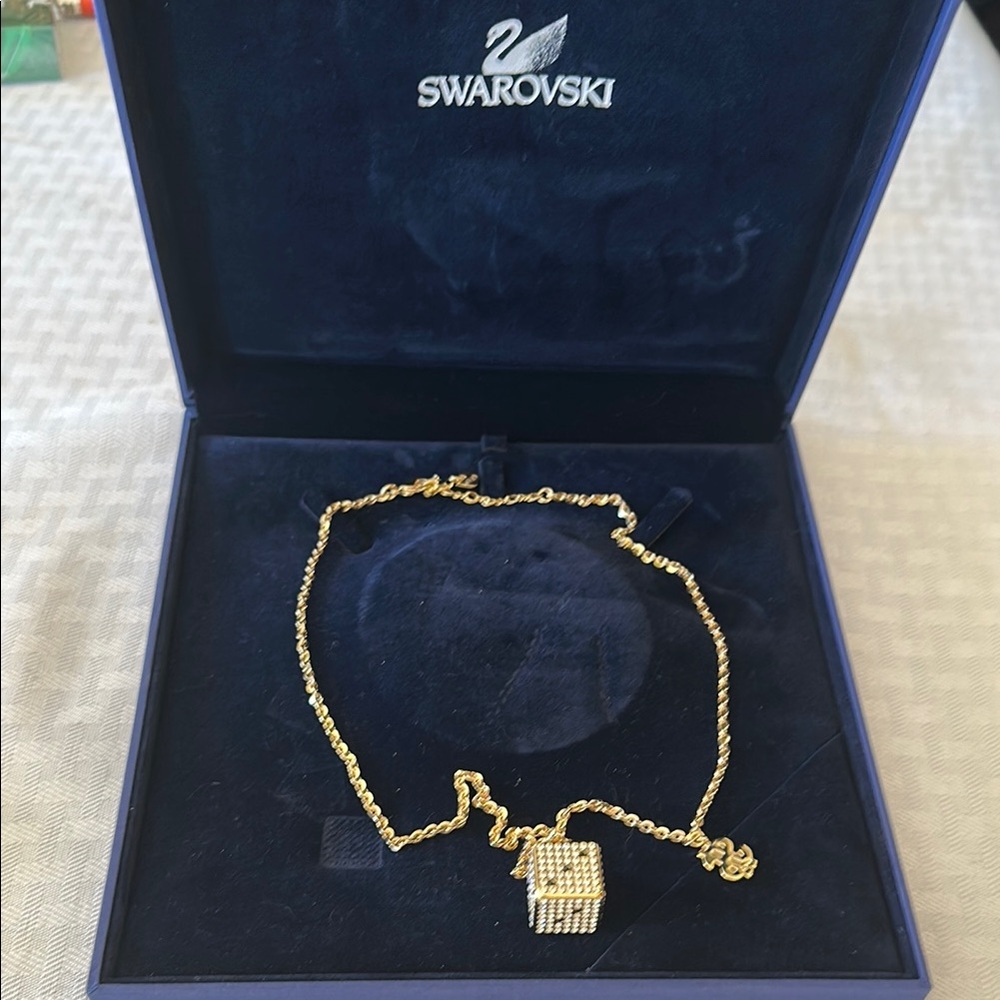 Swarovski Gold Necklace with Crystal Pendant